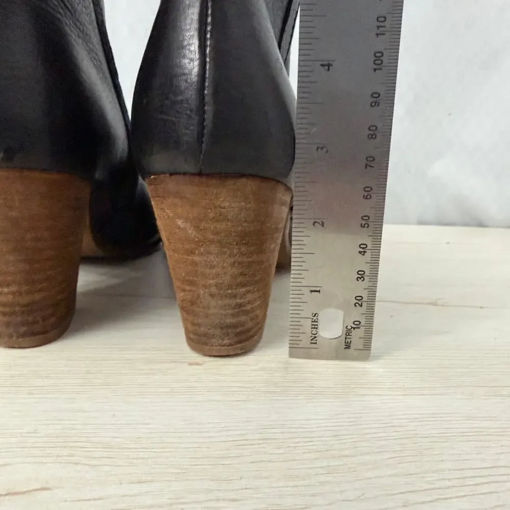 Madewell Billie Ankle Boots Womens Size 8 Black Leather Side Zip Block Heel